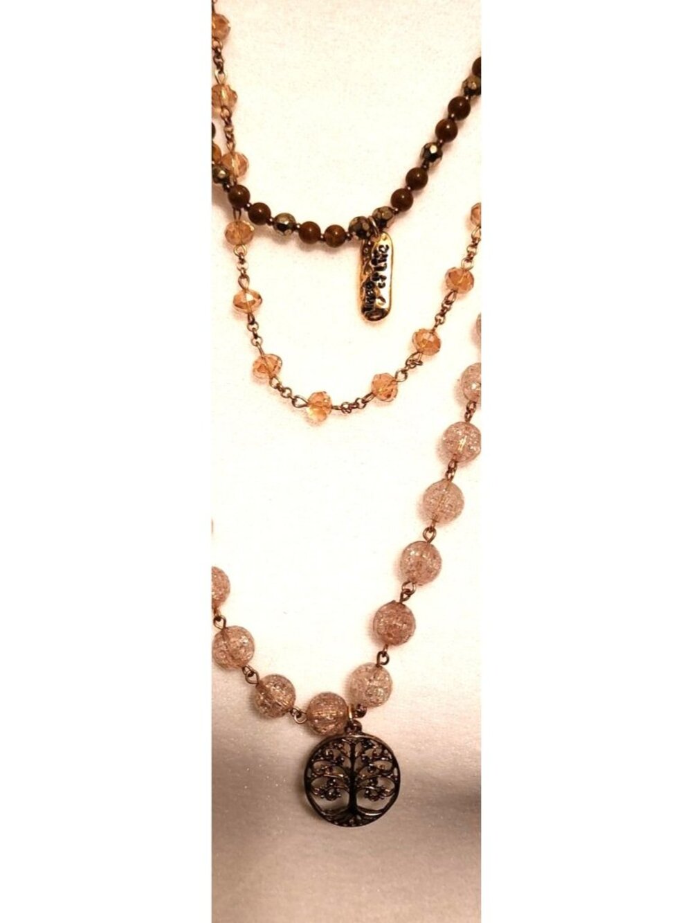 Tree Of Life Multi-Layer Necklace Pendant Brown Pink Boho Spiritual Jewelry